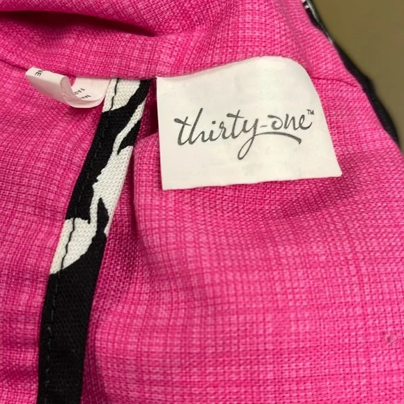 Thirty One Black Floral Brushstrokes Reversible Shoulder Bag Purse - Picture 10 of 10